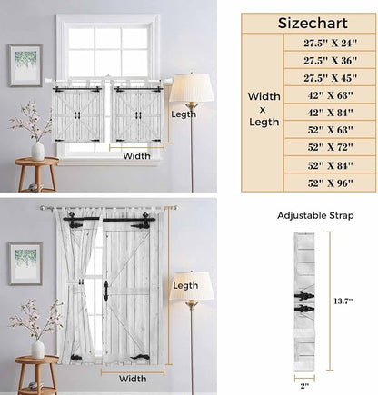 Farmhouse Wood Grain Bedroom Curtains 63 Inch Length, Window Curtains Tab Top - Image 8