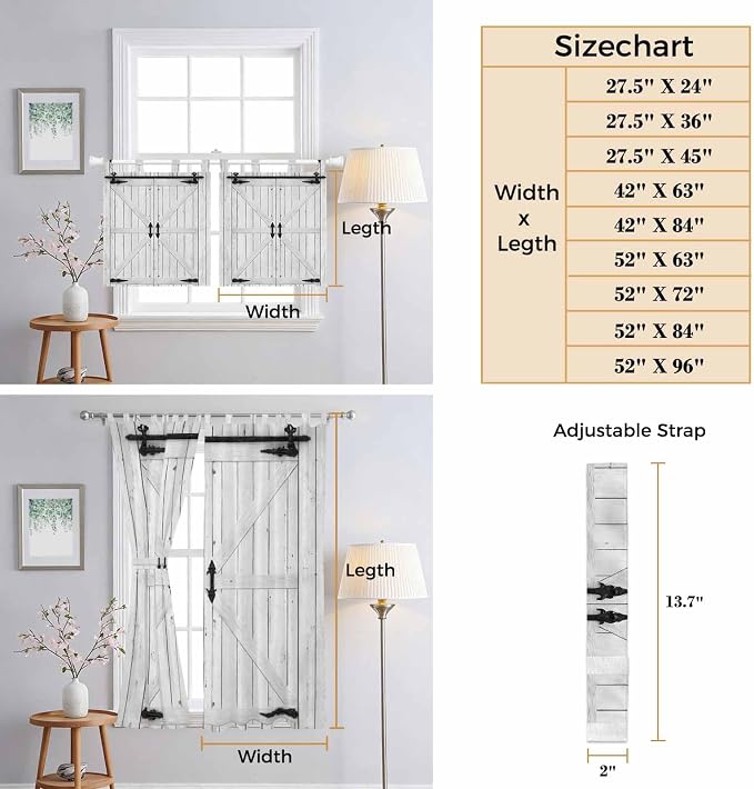 Farmhouse Wood Grain Kitchen Curtains 36 Inch Length, Small Window Curtains Tab - Image 8