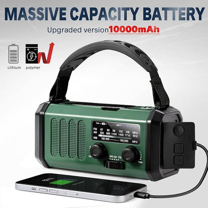 10000mAh Hand Crank Emergency Radio, NOAA Weather Radio - Image 2