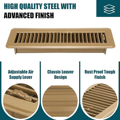 VOISEN Floor Register 2x12, 6 Pack Floor Vent Covers, Steel Adjustable Air - Image 5