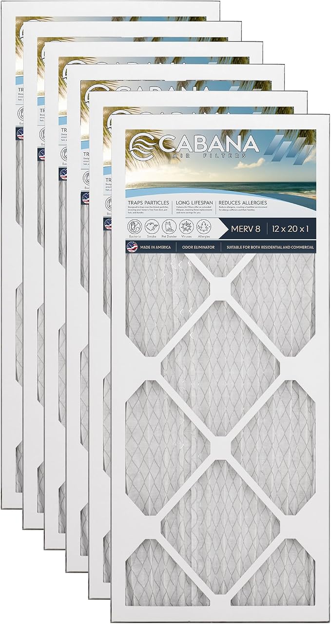 Cabana Filters 6-Pack 12x20x1 MERV 8 AC Furnace Air Filter by CabanaAirFilters