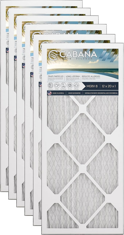 Cabana Filters 6-Pack 12x20x1 MERV 8 AC Furnace Air Filter by CabanaAirFilters