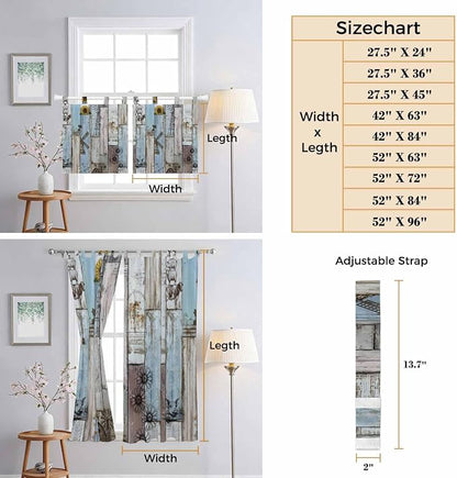 Blue Grey Wooden Kitchen Curtains 36 Inch Length, Small Window Curtains Tab Top - Image 8