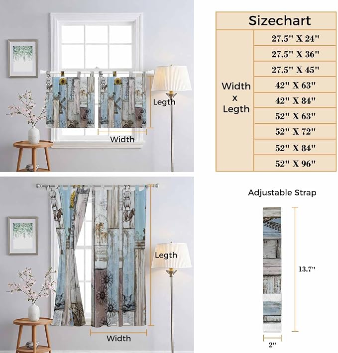 Blue Grey Wooden Living Room Curtains 96 Inch Length, Window Curtains Tab Top - Image 8