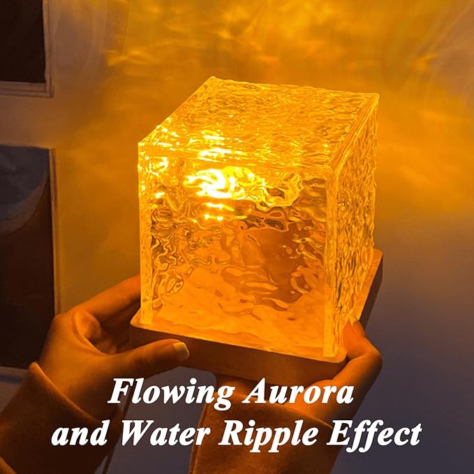 citosisk Aurora Borealis Night Light Projector, Aurora Dreamscape Projector, Magical Northern Lights for Your Room, 3/16 Colors Ambient Dynamic Wave Cube Lamp with Remote (16 Colors Plug-in, Wood)