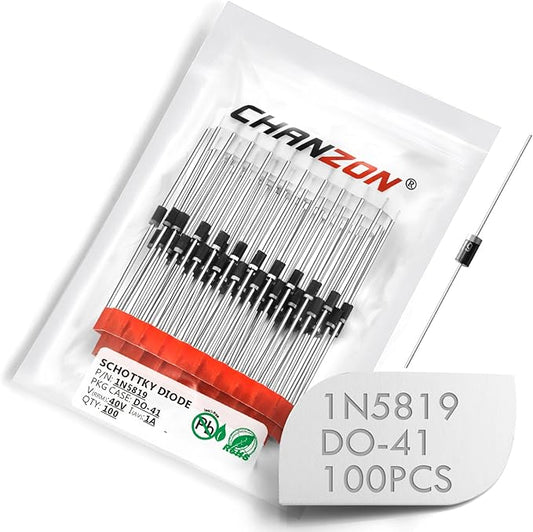 Chanzon 100 Pcs 1N5819 Schottky Barrier Rectifier Diodes 1A 40V DO-41 Axial by Chanzon