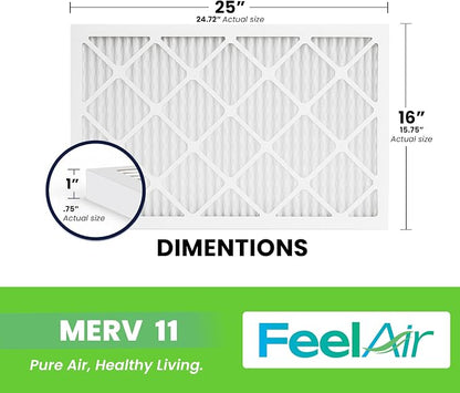 16x25x1 Air Filter – 6 Pack, MERV 11 Pleated HVAC & Furnace Filter, - Image 2
