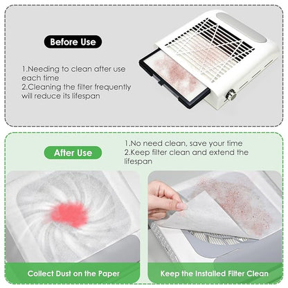 300 Sheets Nail Dust Collector Filter Paper: Disposable Dust Vacuum Filter - Image 5