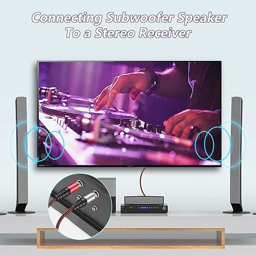 Tiierzon RCA Cable 12Ft,2Rca Male to 2-RCA Male Audio Stereo Subwoofer Cable [Hi-Fi Sound] Nylon-Braided Auxiliary Audio Cord for Home Theater, HDTV, Amplifiers, Hi-Fi Systems,Speakers and etc (12Ft)