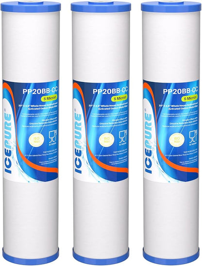 ICEPURE 5 Micron 20" x 4.5" Whole House Sediment and Carbon Water Filter by ICEPURE