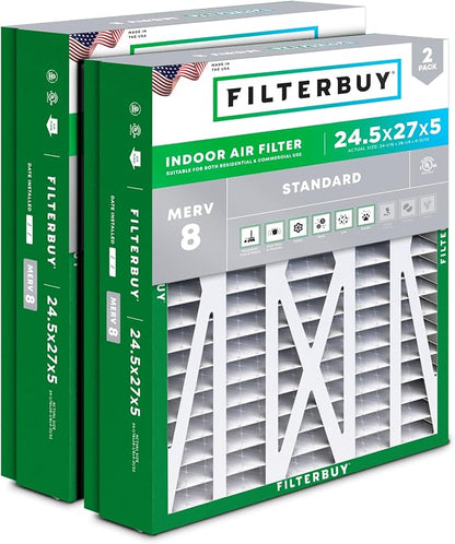 Filterbuy 24.5x27x5 Air Filter MERV 8 Essential Dust & Allergy Defense by Filterbuy