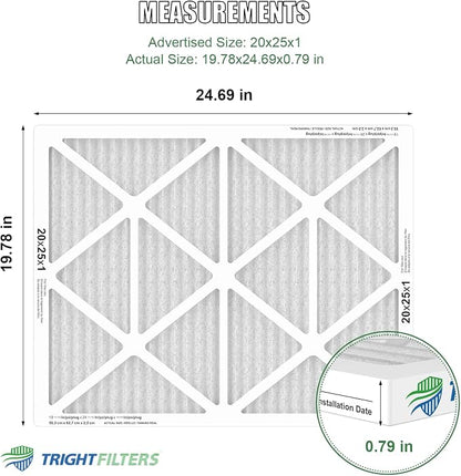 20x25x1 Air Filter 4 Pack, MERV 8 Pleated Dust Defense Air Filters Replacement - Image 2