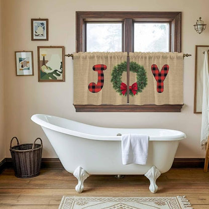 Red Green Christmas Kitchen Tier Curtains 24 Inch Long 2 Panel Set, Rod Pocket - Image 5