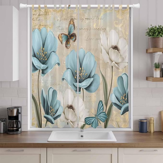 Spring Flowers Living Room Curtains 84 Inch Length, Window Curtains Tab Top - Image 9