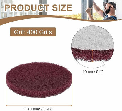 HARFINGTON 24pcs Scrubber Scouring Pads 400 Grits 4 Inch Drill Power Brush Hoop - Image 2