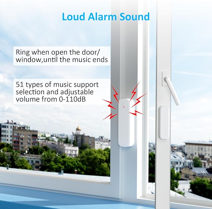 Wireless Door Chime, Door Open Sensor Alarm When Entry Business/Office/Store (500ft Range 51 Ringer Adjustable Volume) Home Alert Bell for Kid/Toddler Safety,2 Receiver +5 Sensor
