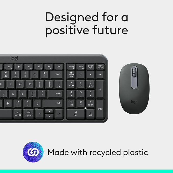 Logitech MK250 Bluetooth Wireless Mouse and Keyboard Combo: Fast & Easy Connectivity, Compact Wireless Keyboard, Ambidextrous Mouse, Durable Build - Windows/MacOS - Graphite
