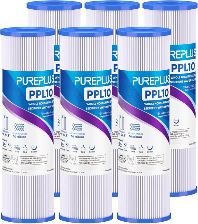PUREPLUS 50 Micron Whole House Pleated Sediment Filter by PUREPLUS