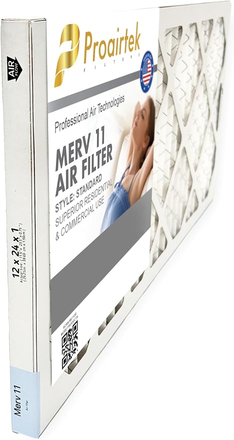 Proairtek AF12241M11SWH Model 12x24x1 Pack of 4 Air Filters, MERV 11; Ideal - Image 2