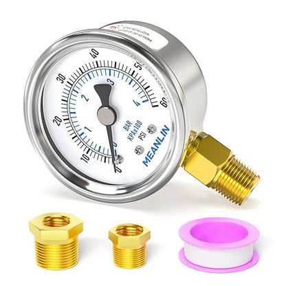 MEANLIN MEASURE 0~60Psi Dry Pressure Gauge Stainless Steel 1/4" NPT 2" FACE by MEANLINMEASURE