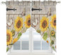 Farm Flowers Swag Valances for Windows, Retro Sunflowers Barn Doors Butterfly by Unknown