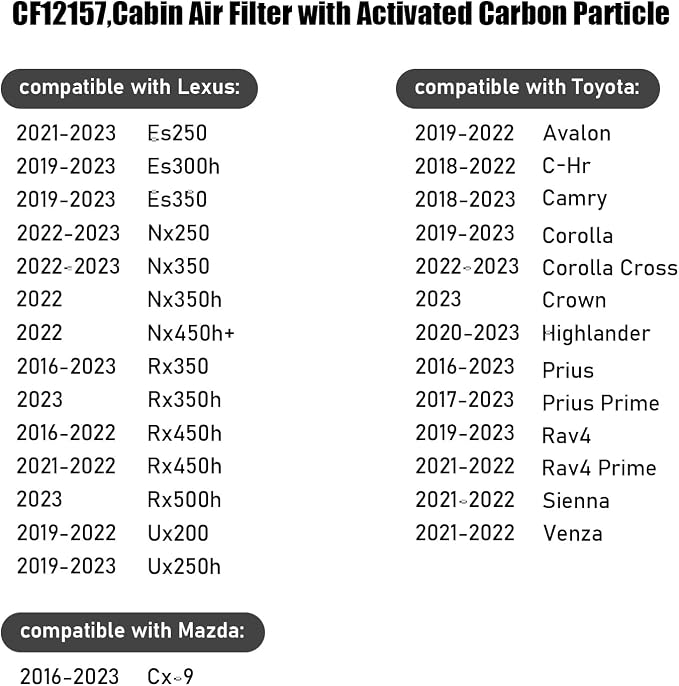 CF12157, Cabin Air Filter with activated carbon particle - Image 5