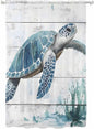 Sheer Curtains 63 Inch Length, Teal Green Sea Turtle Semi Sheer Curtains Light by Unknown