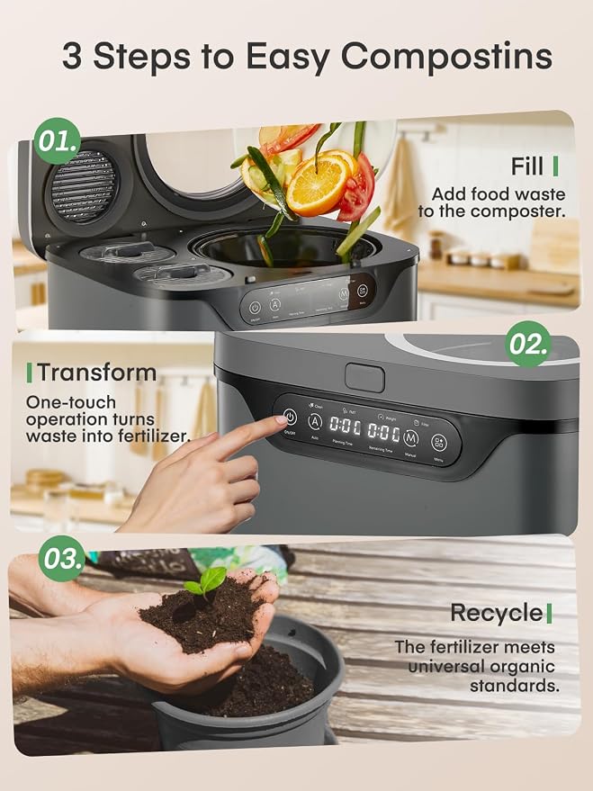 Electric Composter for Kitchen 4L, Countertop Compost Bin Indoor - Image 8