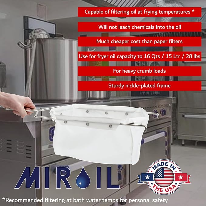 MirOil B6PS EZ Flow Deep Fryer Oil Filter Bag w/Frame – Reusable Grease Fryer - Image 4