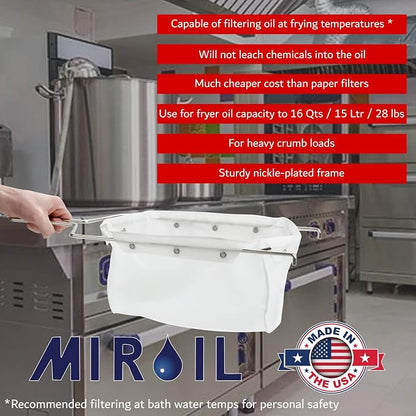 MirOil B6PS EZ Flow Deep Fryer Oil Filter Bag w/Frame – Reusable Grease Fryer - Image 4