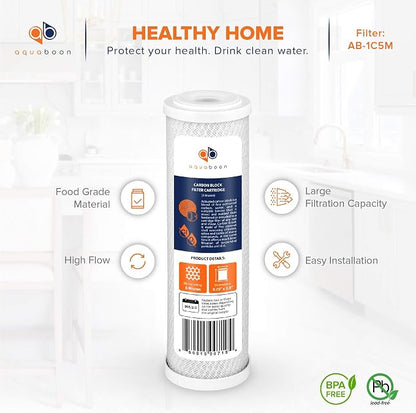Aquaboon 5 Micron 10 x 2.5 Carbon Block Water Filter Cartridge CTO Whole House - Image 4