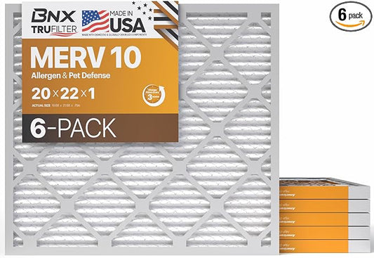 BNX TruFilter 20x22x1 MERV 10 AC Furnace Air Filter by BNX