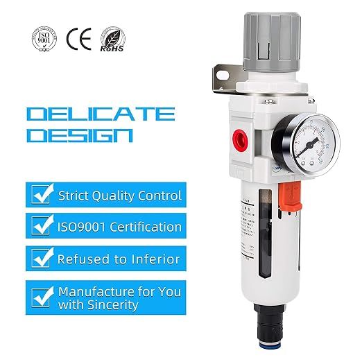 NANPU 3/8" NPT Compressed Air Filter Regulator Combo Piggyback, Auto Drain - Image 6