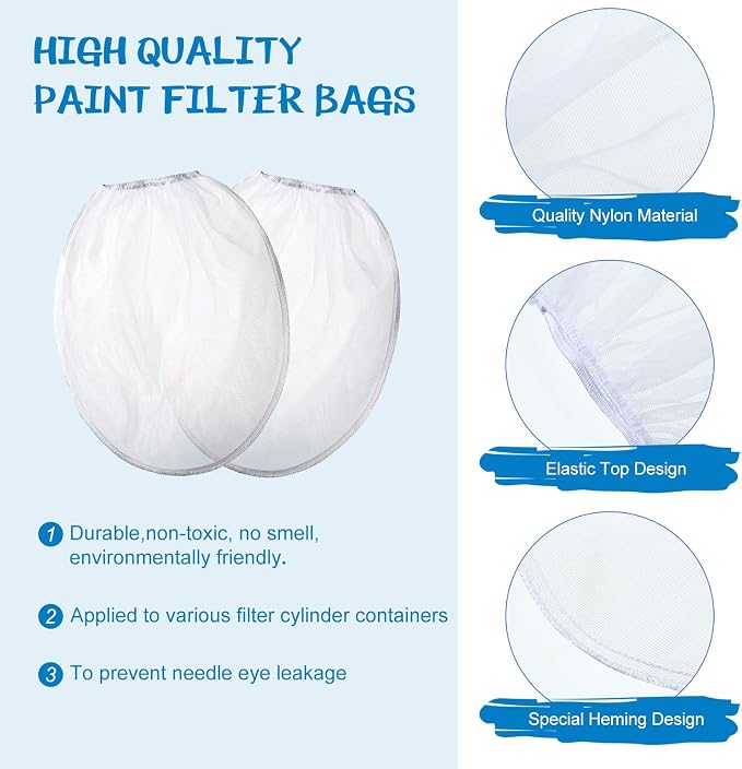 Boao 80 Pieces Paint Strainer Bags White Fine Mesh Filters Bag Bucket Elastic - Image 4