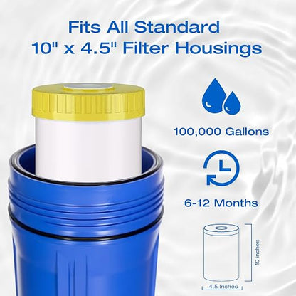 H&G Lifestyles 10" x 4.5" Whole House KDF and Carbon Water Filter, Compatible - Image 4