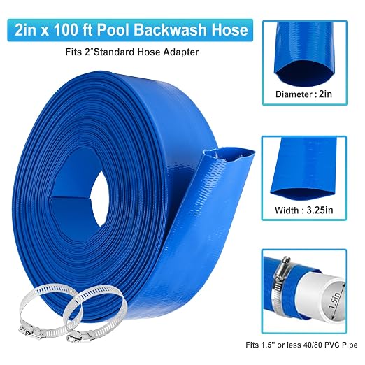 OCGIG 2" x 100 FT Pool Backwash Hose, Heavy-Duty Lay Flat Discharge PVC Hose - Image 2