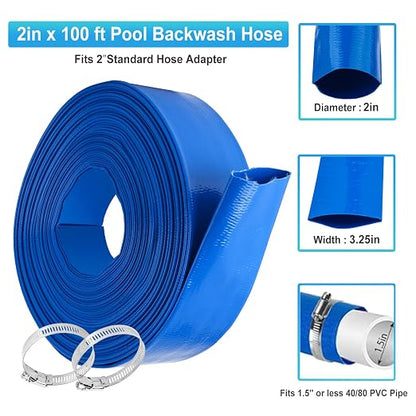 OCGIG 2" x 100 FT Pool Backwash Hose, Heavy-Duty Lay Flat Discharge PVC Hose - Image 2