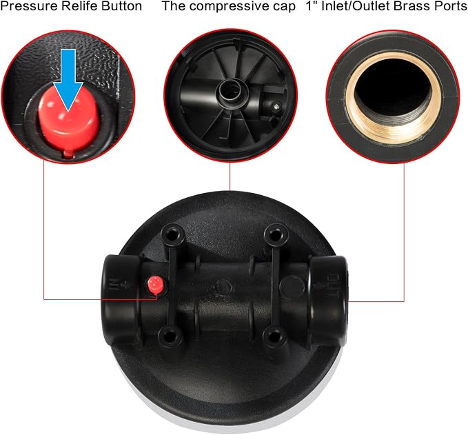 Geekpure 10-Inch Whole House Water Filter Housing 4.5"x10"1-Inch Outlet/Inlet - Image 4