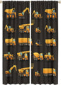 Kids Construction Window Curtains, Construction Machinery Equipment Mode of by SHElifestyle