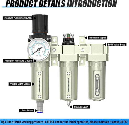 3/4" NPT Heavy Duty Industrial Grade 3 Stage Air Drying System, Auto Drain - Image 4
