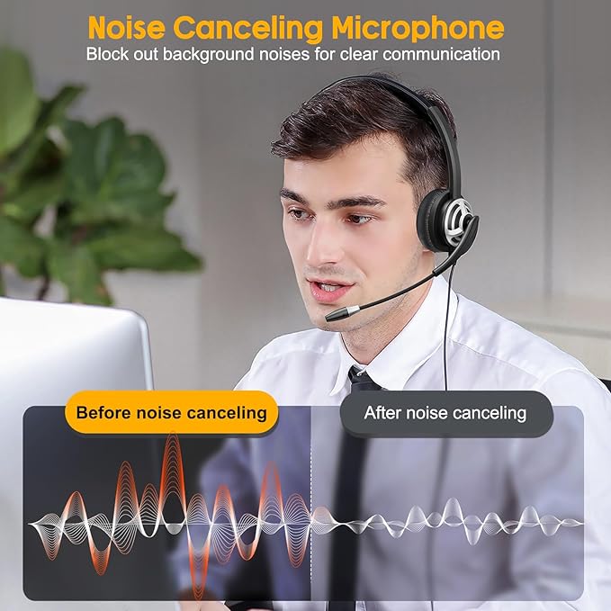 MAIRDI USB Headset With Microphone for Computer, PC, Laptop - Noise Canceling for Teams, Zoom, Office, Call Center, VoIP Phone Calls - Dictation for Dragon Voice Recognition