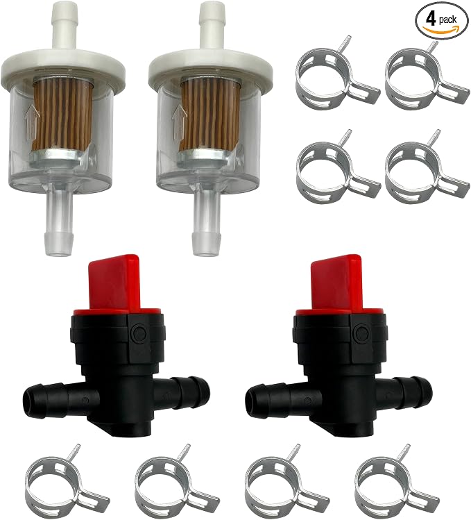 1/4" Inline Fuel Cut Off Valve Straight Gas Valve and Fuel Filter by LETAYAR