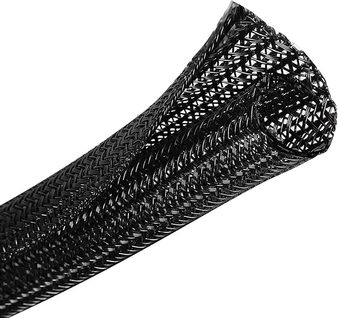 GBSCLOVER Wire Cord Protector Wire Loom Tubing, 25ft-3/8 inch Cable Sleeve Split Sleeving for USB Cable，Computer Electrical Wire Power Cord Audio Video Cable Black