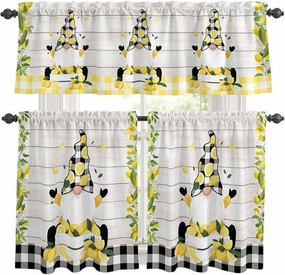 Lemon Gnomes Kitchen Curtains Set 3 Piece by Unknown
