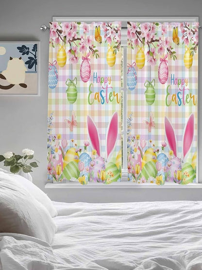 Happy Easter Bedroom Curtains 63 Inches length, Spring Bunny Colorful Eggs - Image 5