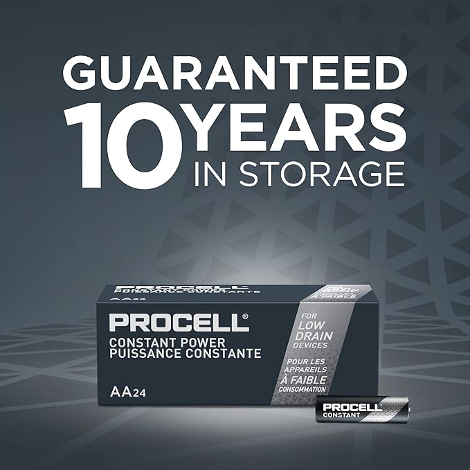 PROCELL Constant AA Long-Lasting Alkaline Batteries (144 Pack) 10-Year Shelf Life, Bulk Value Pack for Consistent Moderate Drain Professional Devices