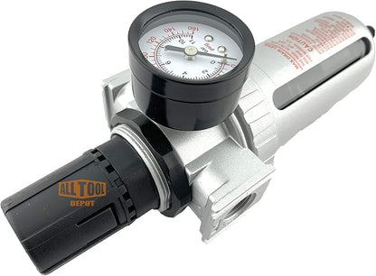 1/2" NPT Mid Flow Compressed Air In Line Filter Regulator Combo Piggyback - Image 4