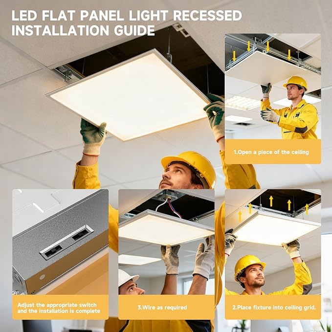 2 Pack 2x2 LED Flat Panel Light Drop Ceiling Office Fixture,Surface Mount Drop Ceiling Fixture,4800LM, 20W/25W/30W/35W/40W Selectable,3000K/3500K/4000K/5000K/6500K 5CCT,Dimmable (0-10V),ETL Listed