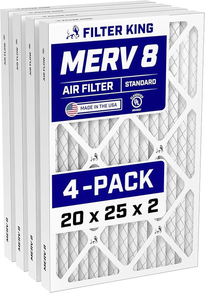 Filter King 20x25x2 Air Filter | 4-PACK | MERV 8 HVAC Pleated A/C Furnace by FilterKing