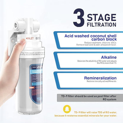Frizzlife TD-9 Alkaline Remineralization Under Sink Inline Water Filter - Image 3